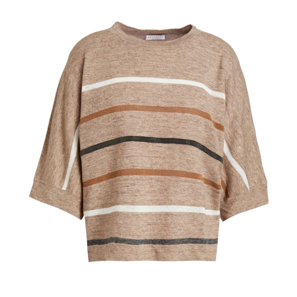 NWT Brunello Cucinelli - Cotton & Linen Stripe Top